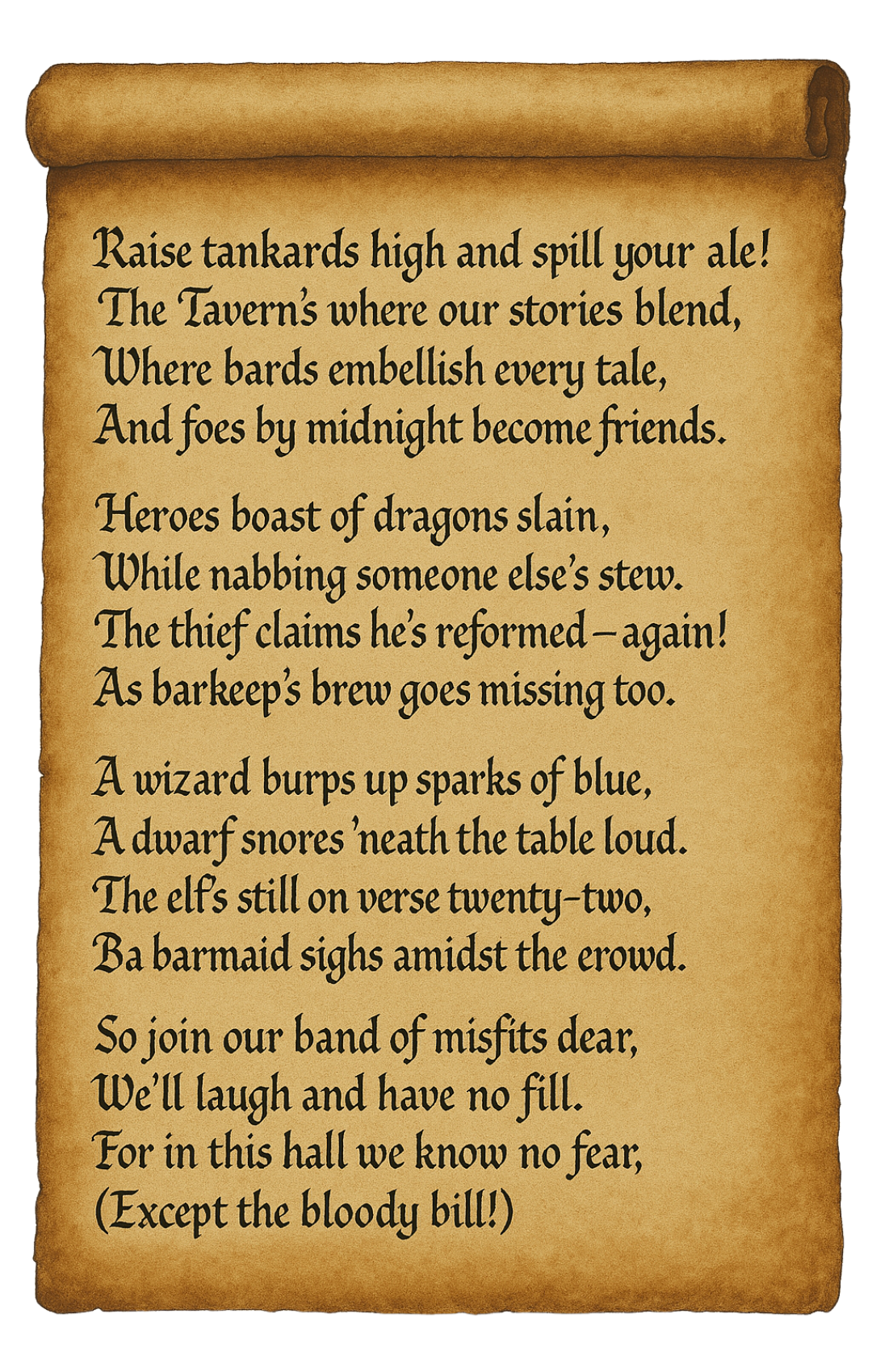The Tavern Oak - A tavern song written on a scroll